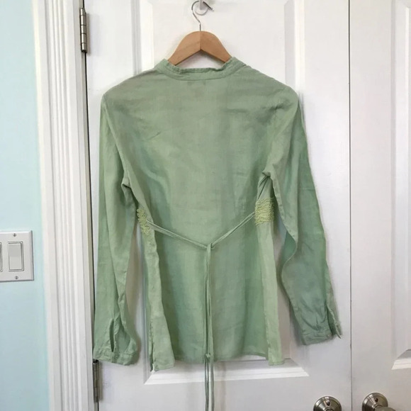 Y2K Edward Linen Blouse Fairy Whimsical Renfaire Medieval Ruffled Popover Top - Picture 8 of 9